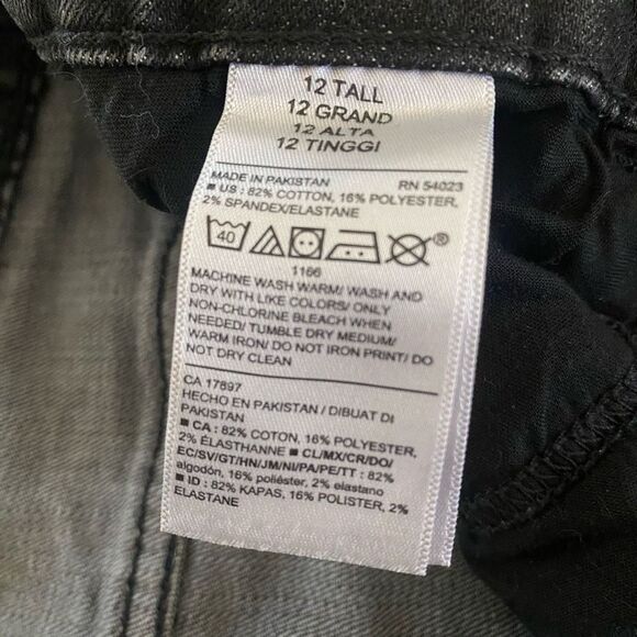 Old Navy Size 12 Tall Rockstar Super Skinny High Rise Black Wash Jeans Button Up - Picture 6 of 10